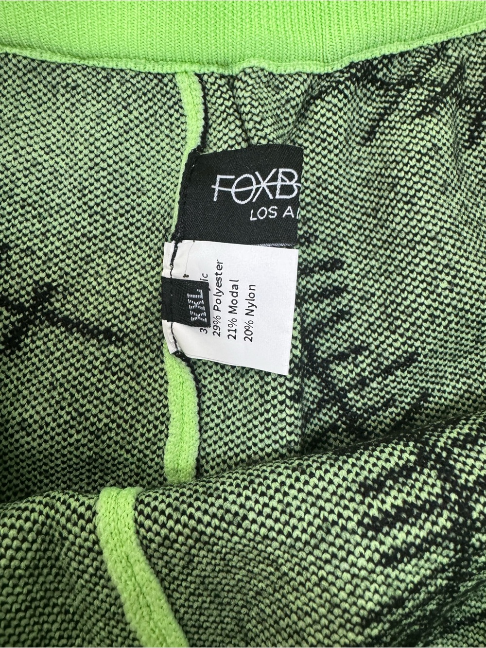 FOXBLOOD Neon Lime Knit Shorts with Black Stitching - Picture 2 of 2